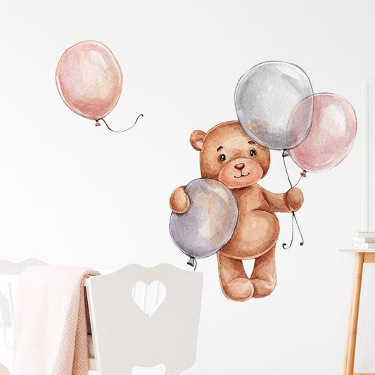 Baby Bear With Balloons Wall Stickers - Fansee Australia