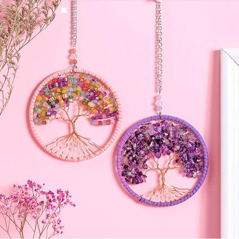 Beautiful Handmade Crystal Stone Tree Wall Hanging - artwallmelbourne