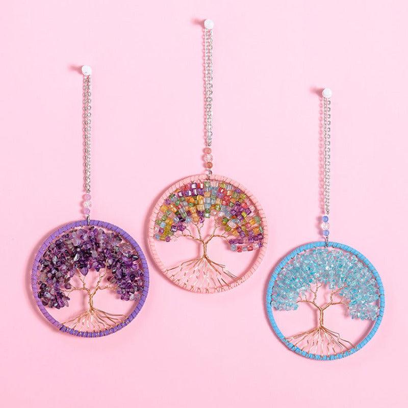 Beautiful Handmade Crystal Stone Tree Wall Hanging - artwallmelbourne