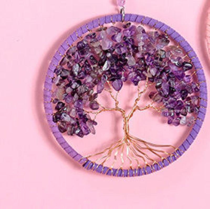 Beautiful Handmade Crystal Stone Tree Wall Hanging - artwallmelbourne