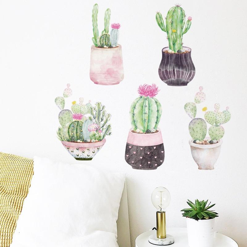 Beautiful Cactus Potted Wall Stickers - Fansee Australia