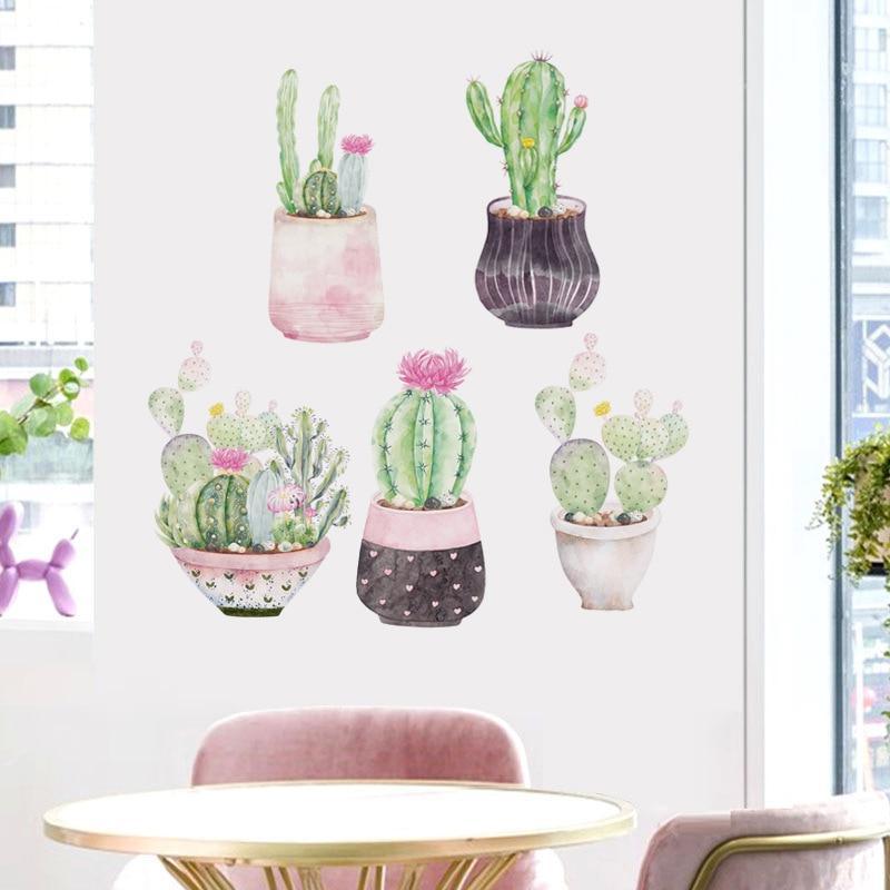 Beautiful Cactus Potted Wall Stickers - Fansee Australia