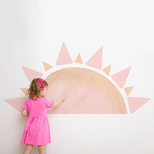 Beautiful Watercolour Pink Half Sun Removable Wall Sticker - artwallmelbourne