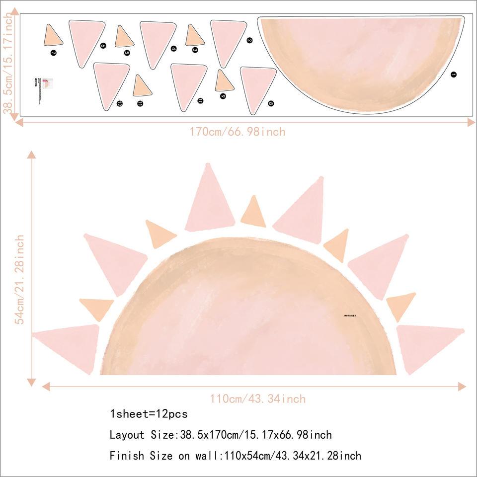 Beautiful Watercolour Pink Half Sun Removable Wall Sticker - artwallmelbourne