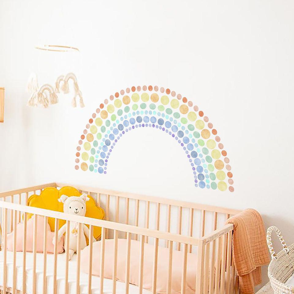 Beautiful Watercolour Polka Dots Rainbow Wall Stickers - artwallmelbourne