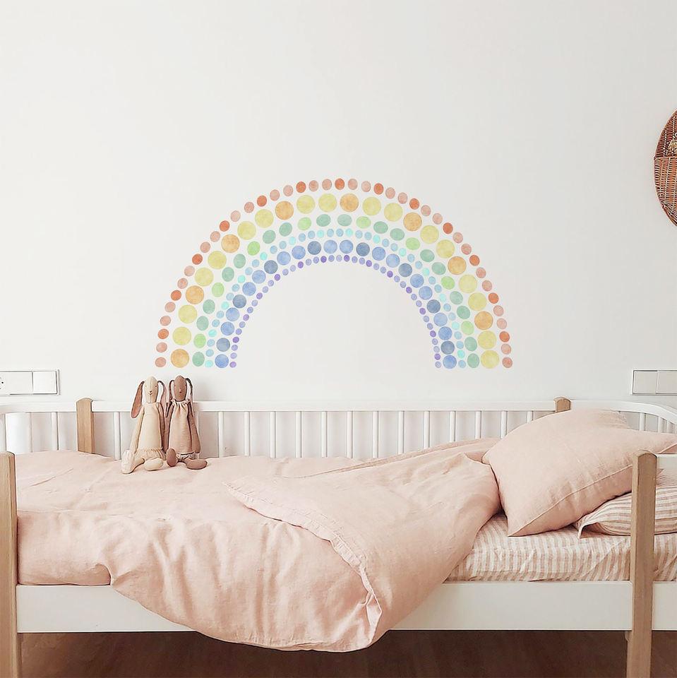 Beautiful Watercolour Polka Dots Rainbow Wall Stickers - artwallmelbourne