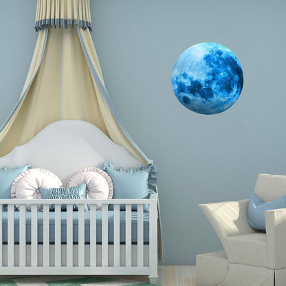 Glow In The Dark Luminous Moon 3D Wall Stickers - Blue - Fansee Australia