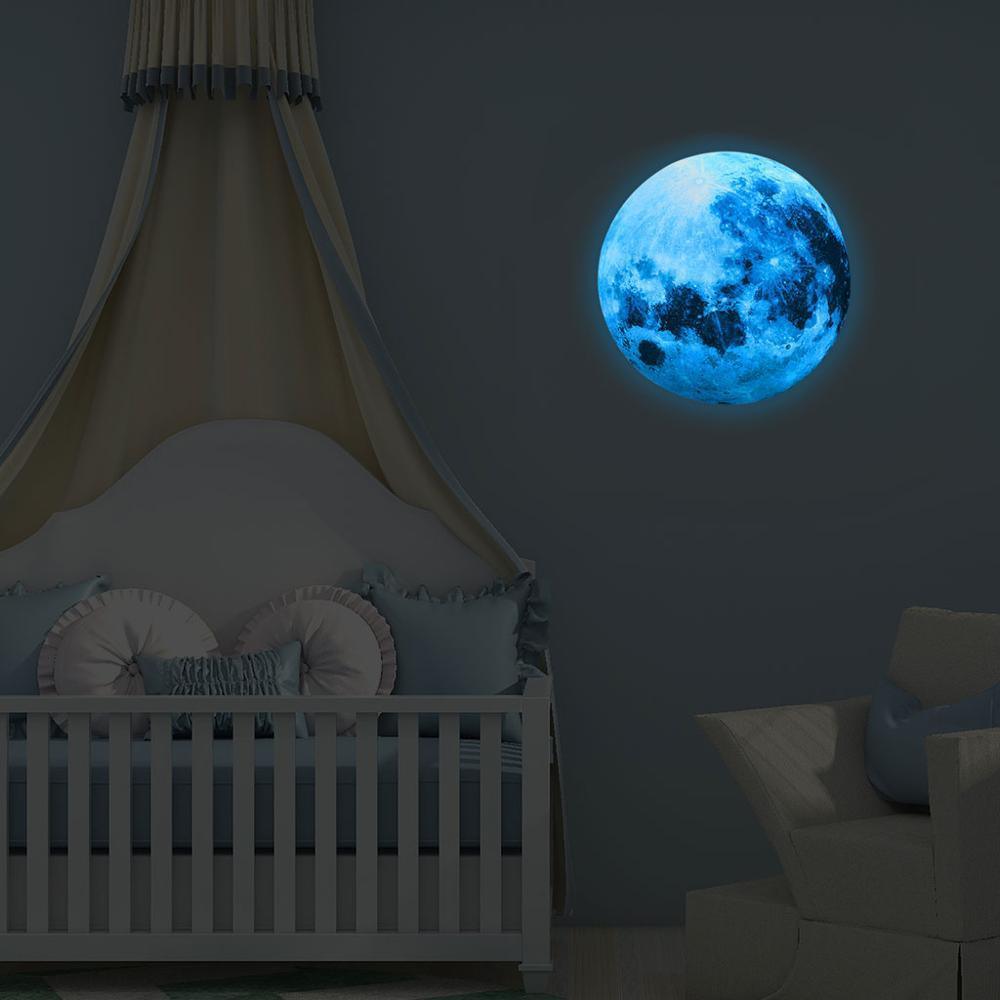 Glow In The Dark Luminous Moon 3D Wall Stickers - Blue - Fansee Australia