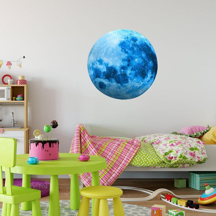 Glow In The Dark Luminous Moon 3D Wall Stickers - Blue - Fansee Australia