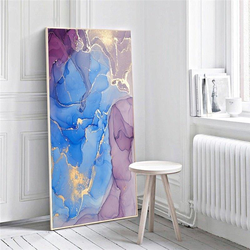 Purple Blue Abstract Wall Art Canvas Prints (60x120cm) - Fansee Australia