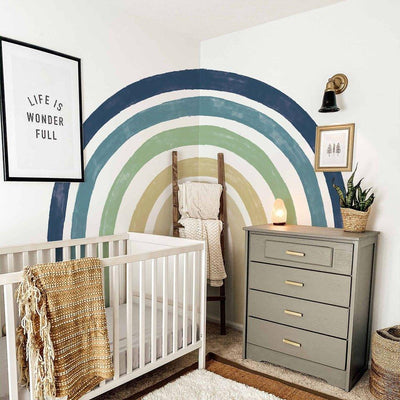Blue Watercolour Rainbow Fabric Extra Large Wall Sticker