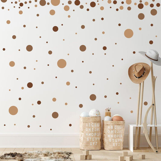 Brown Boho Polka Dots Removable Wall Stickers - Fansee Australia