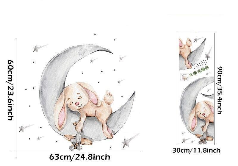 Bunny Sleeping On The Moon Wall Stickers - Fansee Australia