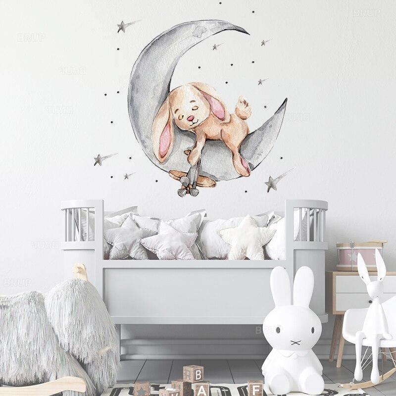 Bunny Sleeping On The Moon Wall Stickers - Fansee Australia