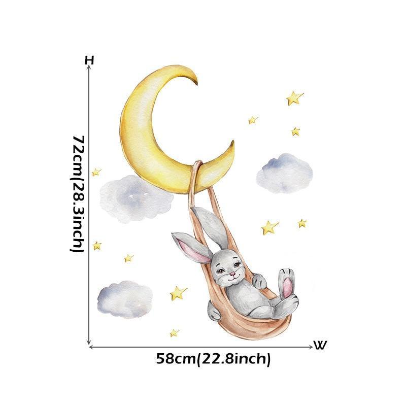 Bunny Swinging On The Moon Wall Decals - Fansee Australia