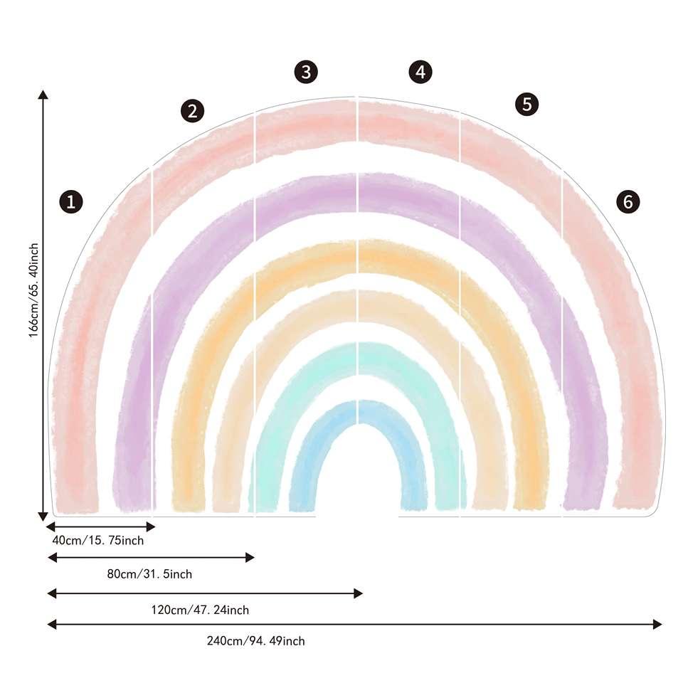 Extra Large Fabric Hand Drawn Watercolour Rainbow Wall Sticker - Fansee Australia