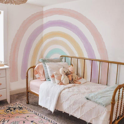 Extra Large Fabric Hand Drawn Watercolour Rainbow Wall Sticker - Fansee Australia