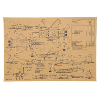 Fighter Jet Series Wall Art Kraft Paper Poster (50x35cm) - Fansee Australia