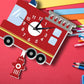 Fire Truck Nursery Room Wall Clock - artwallmelbourne