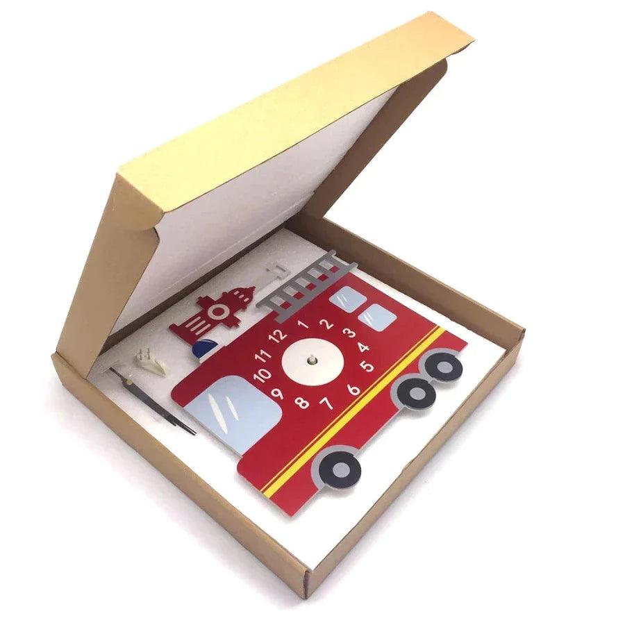 Fire Truck Nursery Room Wall Clock - artwallmelbourne