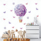 Elephant on Purple Flowers Hot Air Balloon Kids Room Wall Stickers - Fansee Australia