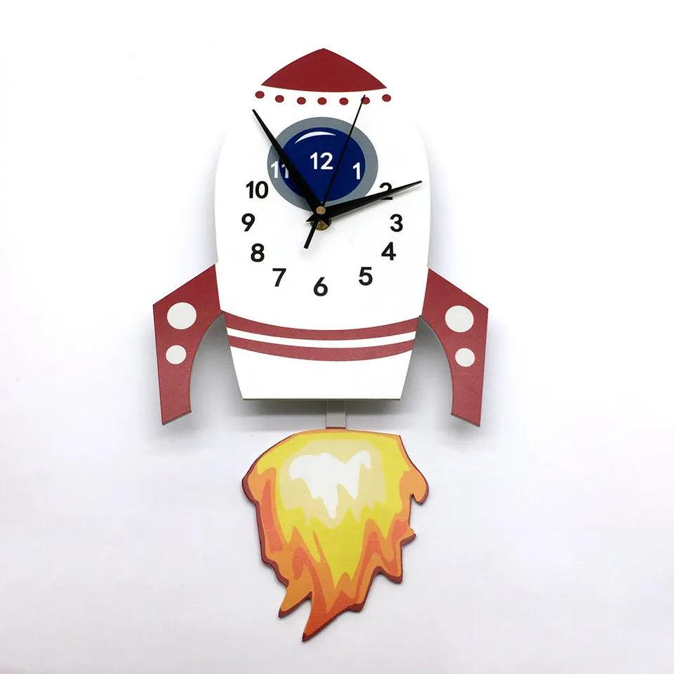 Flying Rocket Wall Clock For Kid's Room - artwallmelbourne