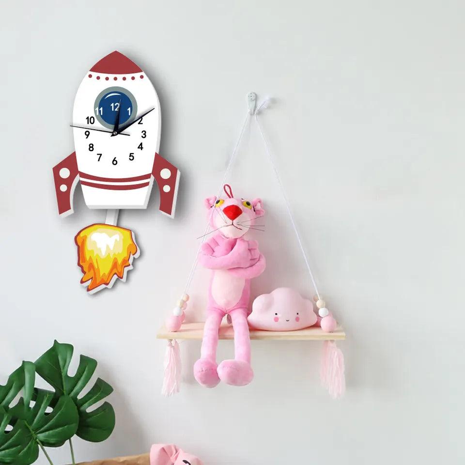 Flying Rocket Wall Clock For Kid's Room - artwallmelbourne