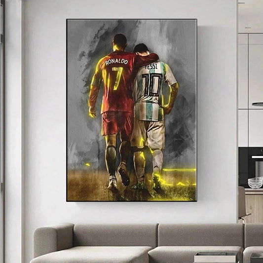 Football Legend Ronaldo and Messi Canvas Print (70x100cm) - Fansee Australia