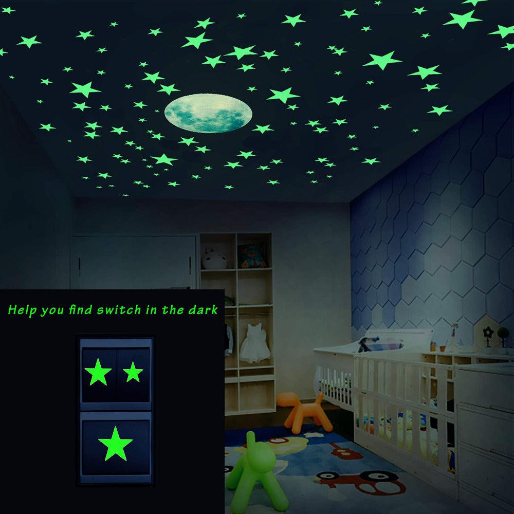 Glow In The Dark Moon And Stars Wall Stickers - artwallmelbourne