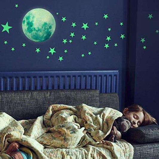 Glow In The Dark Moon And Stars Wall Stickers - artwallmelbourne