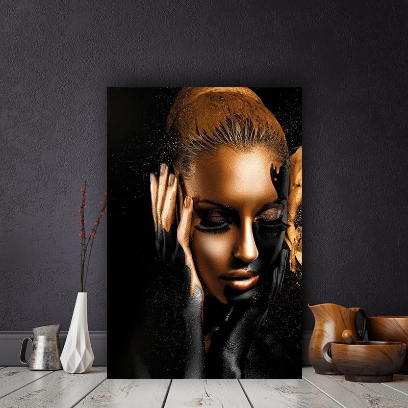 Golden Girl In Black Wall Art Canvas Print (60x90cm) - Fansee Australia