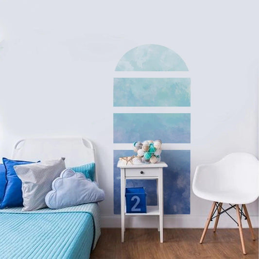 Gradient Deep Sea Blue Arch Wall Stickers - artwallmelbourne