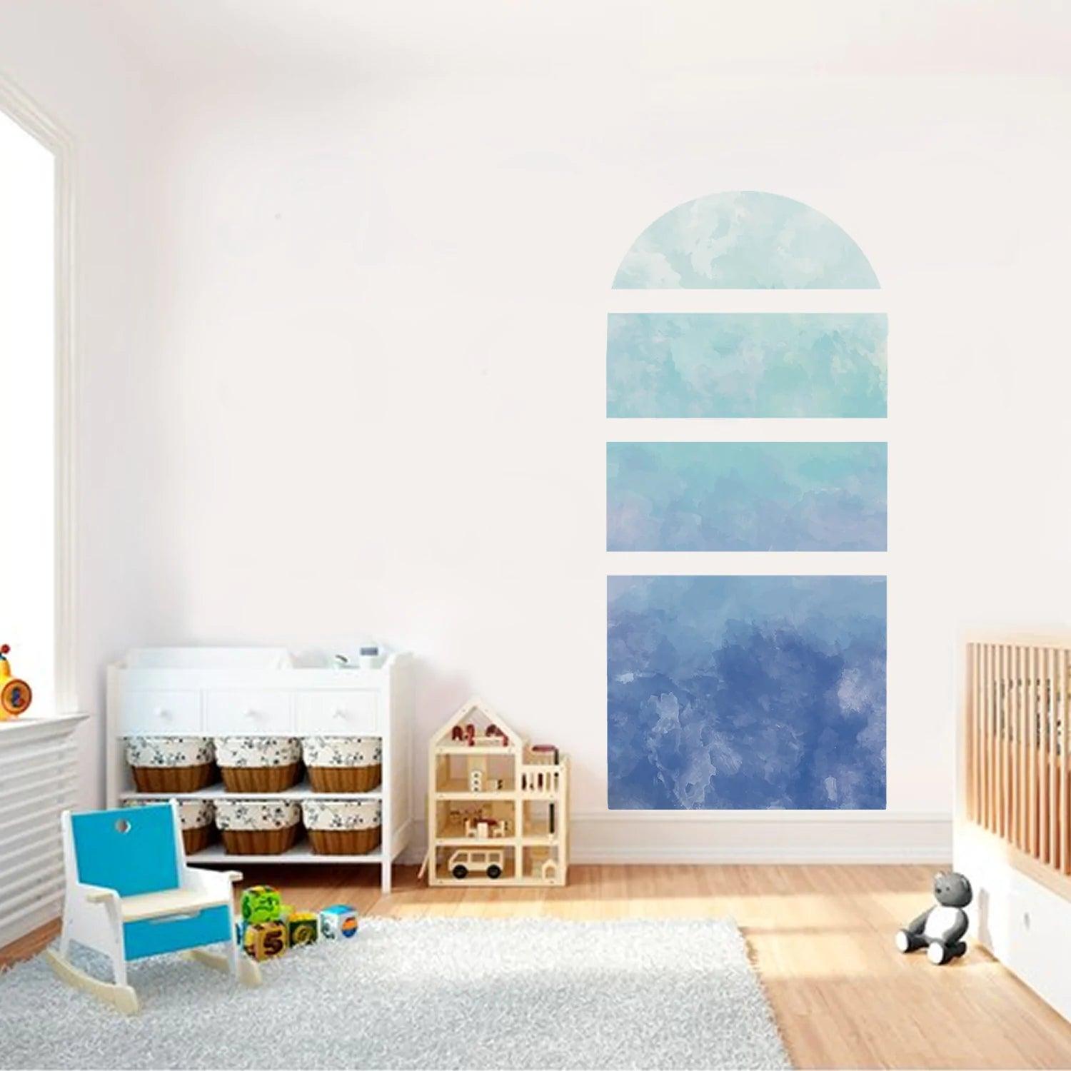 Gradient Deep Sea Blue Arch Wall Stickers - artwallmelbourne