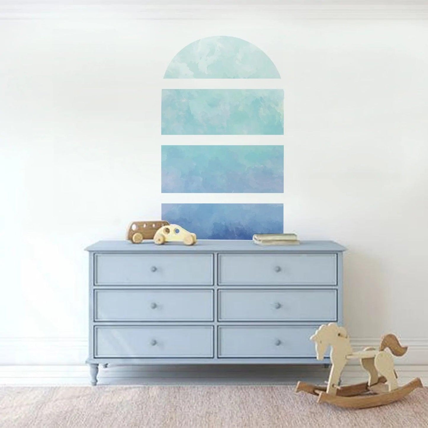 Gradient Deep Sea Blue Arch Wall Stickers - artwallmelbourne