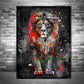 Graffiti Abstract Lion Framed Wall Art (70x100cm) - Fansee Australia