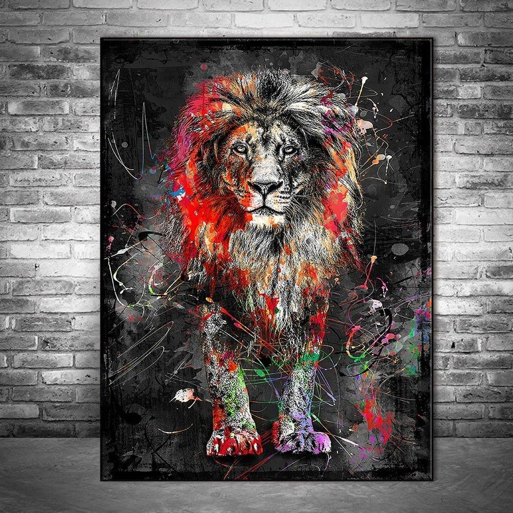 Graffiti Abstract Lion Framed Wall Art (70x100cm) - Fansee Australia