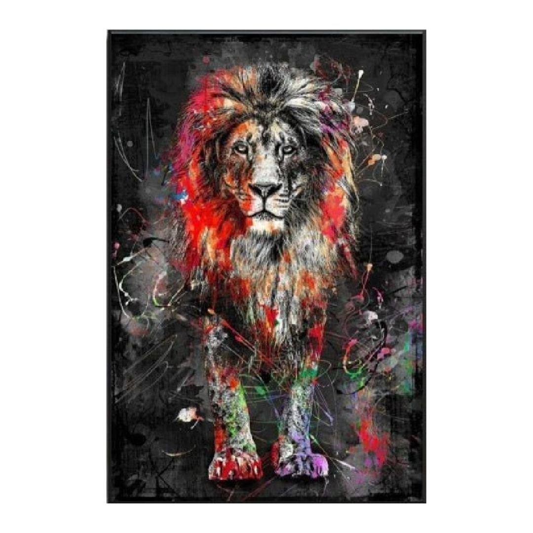 Graffiti Abstract Lion Framed Wall Art (70x100cm) - Fansee Australia