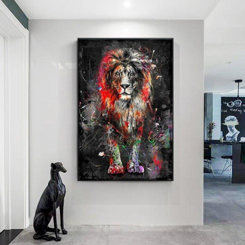 Graffiti Abstract Lion Framed Wall Art (70x100cm) - Fansee Australia