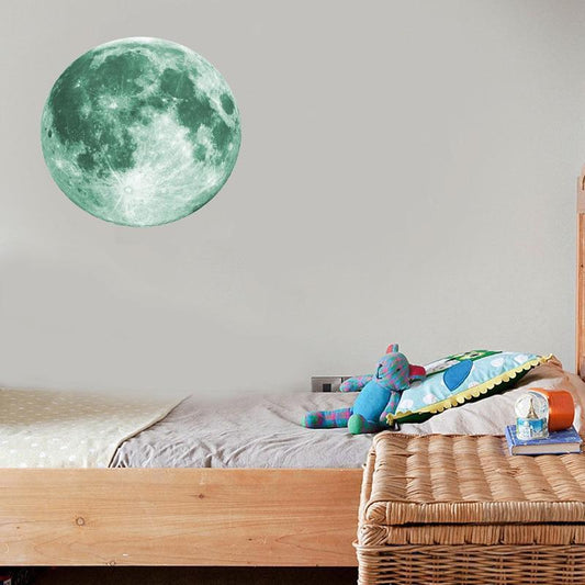 Glow In The Dark Luminous Moon 3D Wall Sticker - Green - Fansee Australia