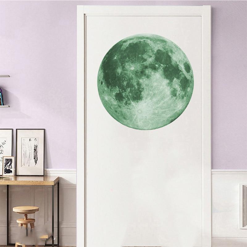 Glow In The Dark Luminous Moon 3D Wall Sticker - Green - Fansee Australia