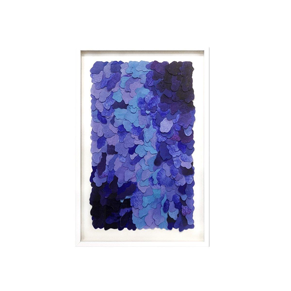 Hand-pained Mixed Medium Blue Framed Wall Art (60x90cm) - Fansee Australia