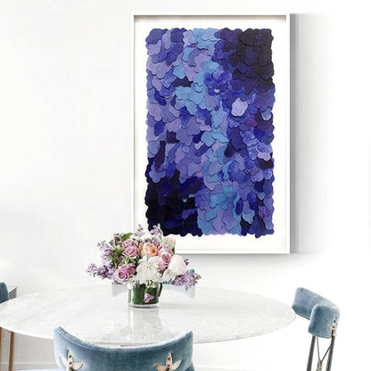 Hand-pained Mixed Medium Blue Framed Wall Art (60x90cm) - Fansee Australia