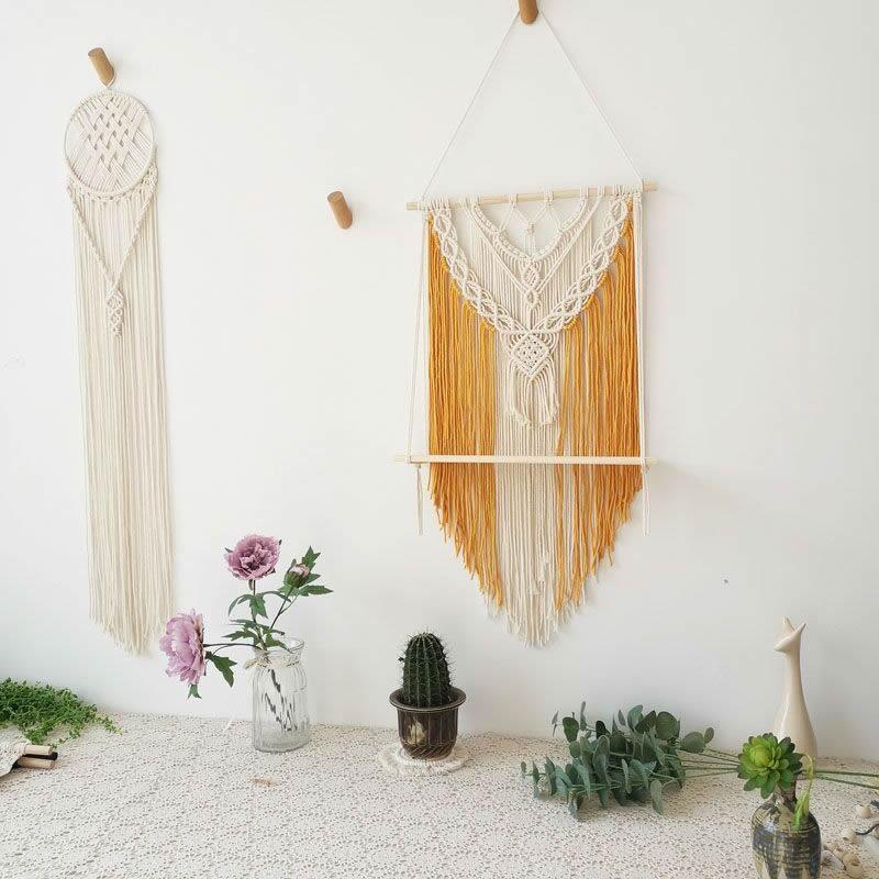 Macrame Wall Hanging Planter Wooden Floating Shelf - Fansee Australia