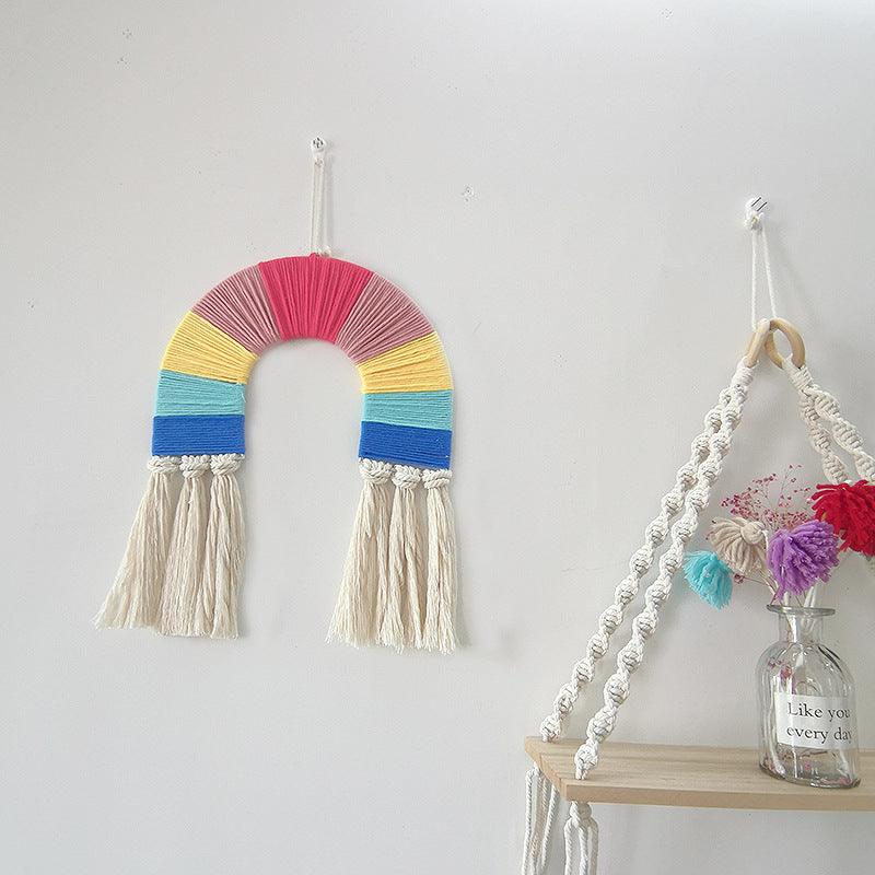 Handmade Rainbow Macrame Wall Hanging For Kid's Room - artwallmelbourne