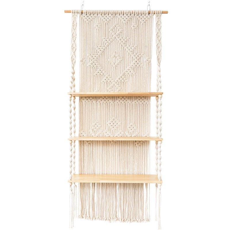 Tripe Plant Hanger Handmade Macrame Wooden Floating Shelf - Fansee Australia