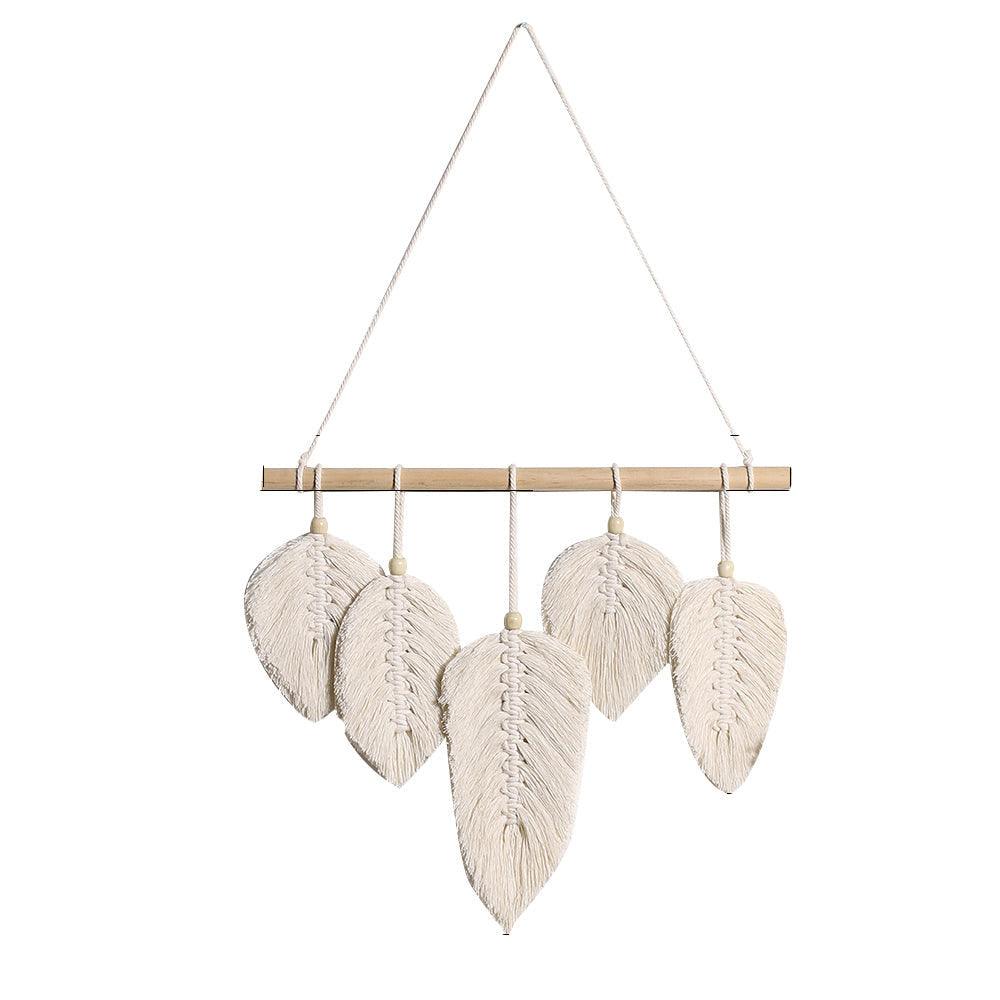 Handwoven Leaf Feather Macrame Wall Hanging - artwallmelbourne