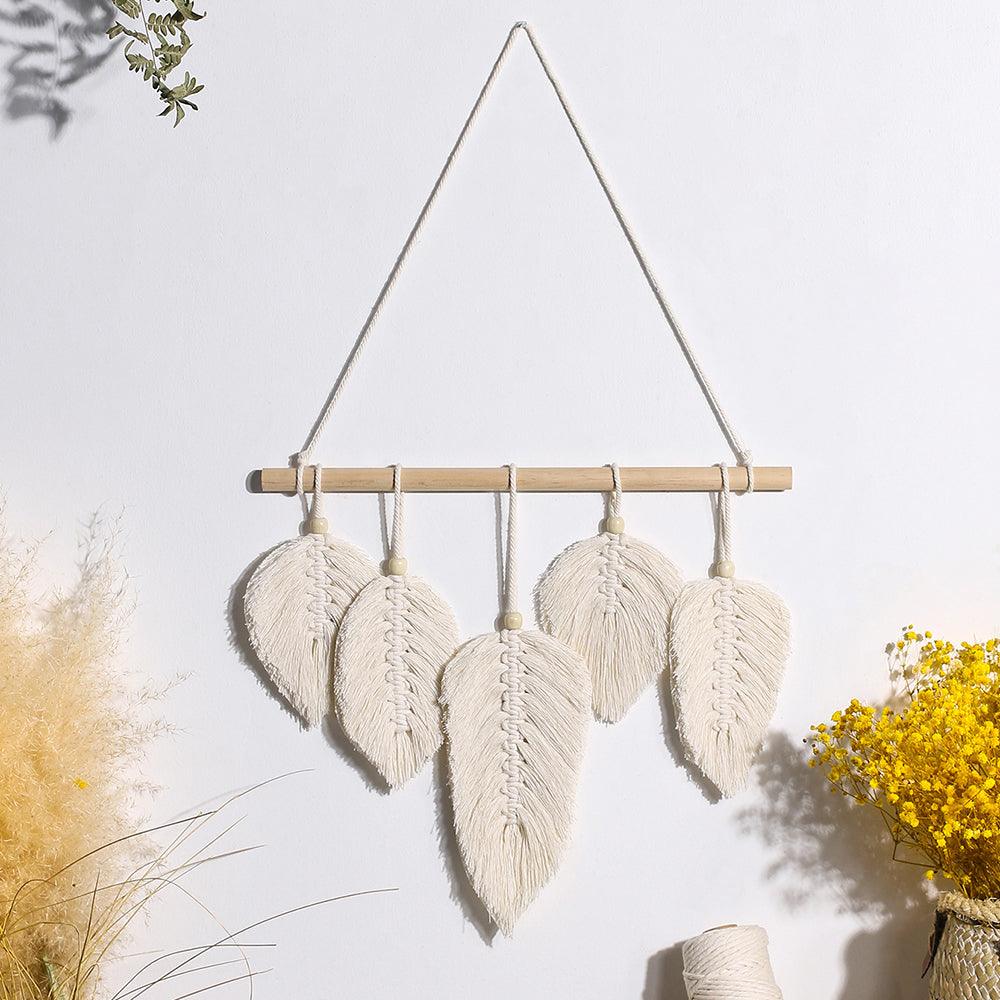 Handwoven Leaf Feather Macrame Wall Hanging - artwallmelbourne
