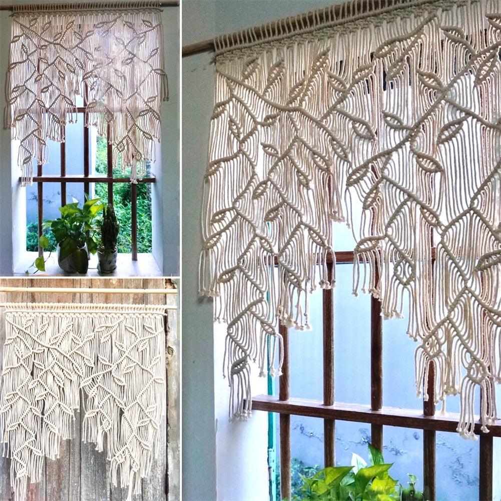 Handwoven Macrame Leaf Curtain Home Décor - artwallmelbourne