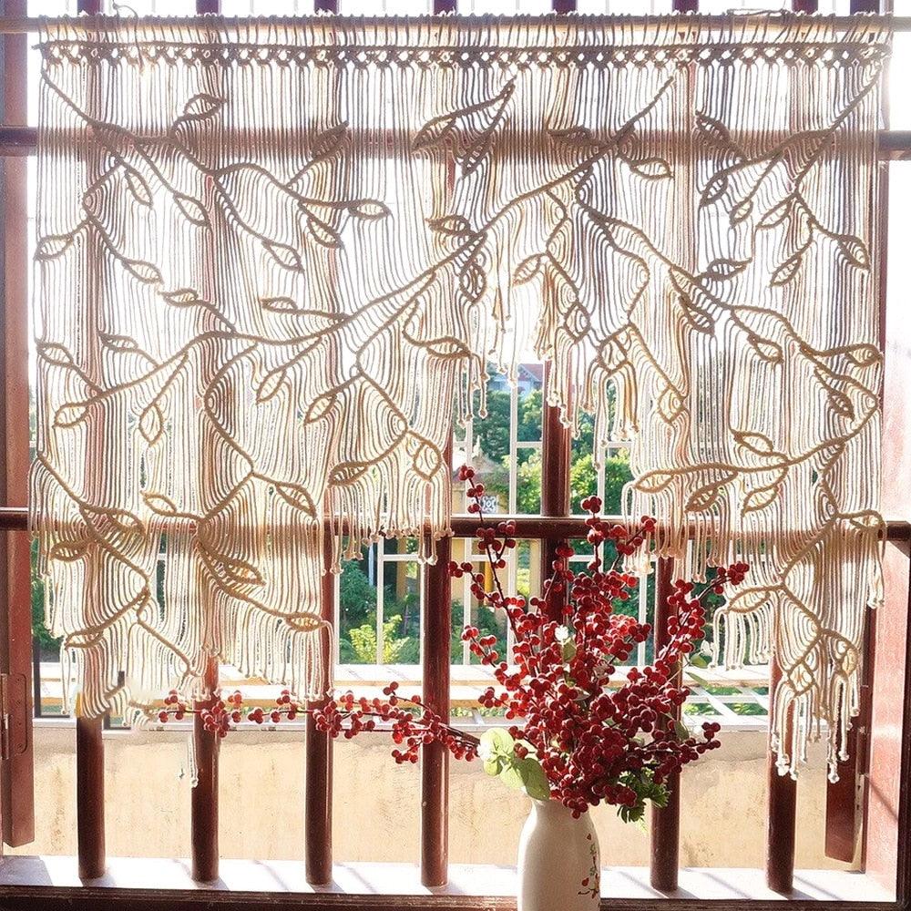 Handwoven Macrame Leaf Curtain Home Décor - artwallmelbourne