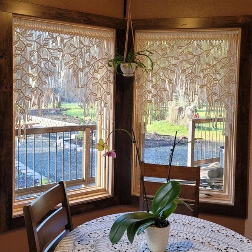 Handwoven Macrame Leaf Curtain Home Décor - artwallmelbourne